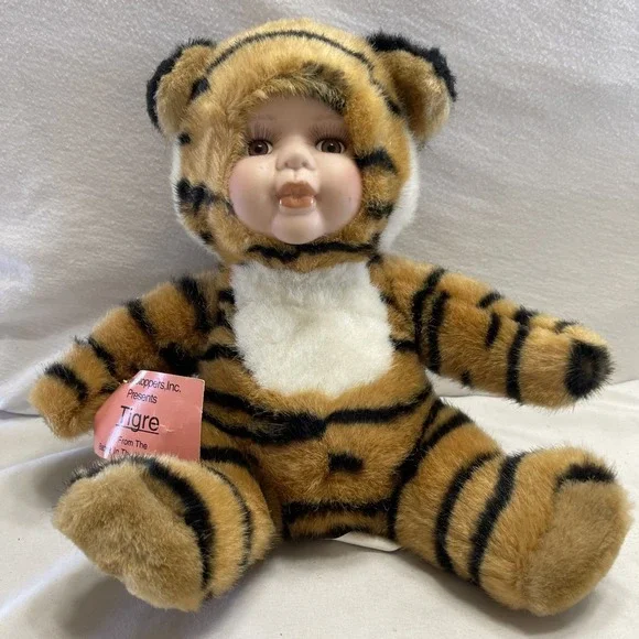 Show Stoppers Babes In The Wild Tiger TIGRE Plush Doll‎ Porcelain Face W/Tags