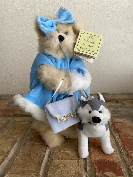 Blue Plush Bear with Husky Plush Accessory