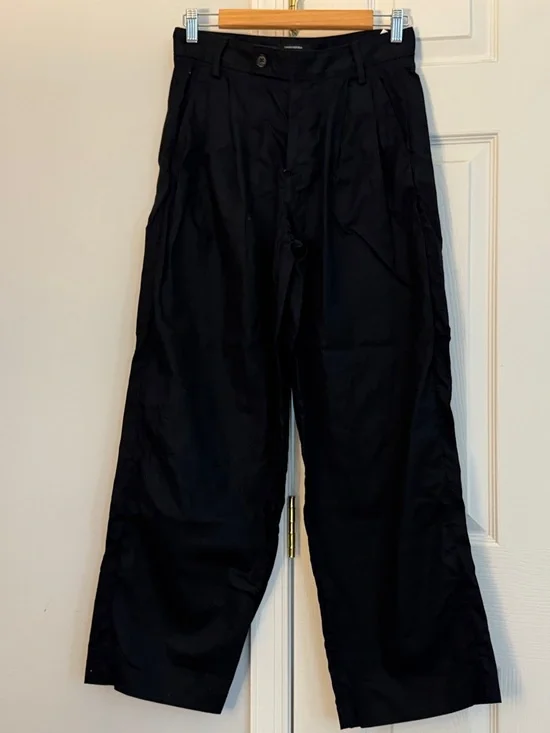 Banana Republic Black Wide-Leg Chinos Linen-blend