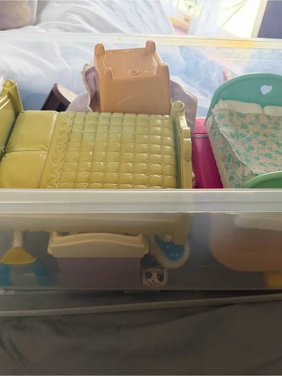 Bucket of Plastic Doll Furniture for Kids Toys