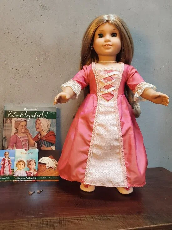 RETIRED American Girl Elizabeth Cole Doll + Pink Meet Gown, Book & Extras VGUC