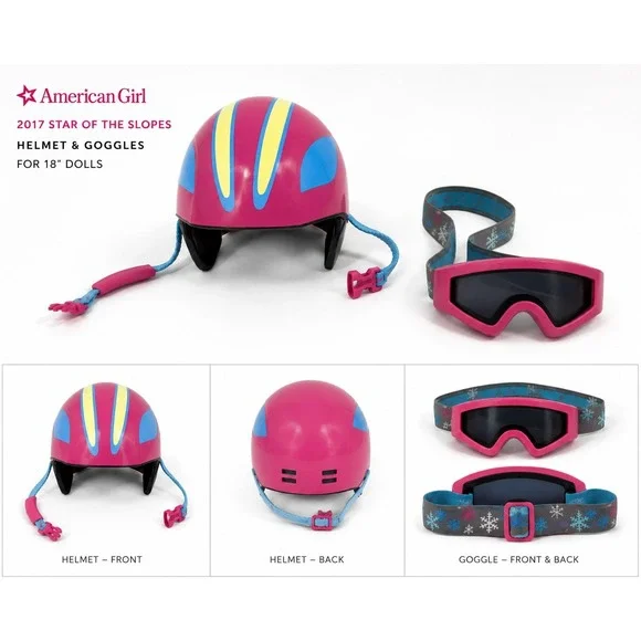 American Girl 2017 Star of Slopes Helmet & Goggles Set for 18 Inch Dolls Pink