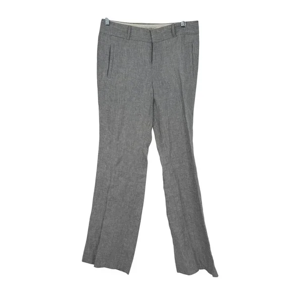 Banana Republic The Martin Fit Gray 100% Linen Wide Leg Dress‎ Pants Womens 6