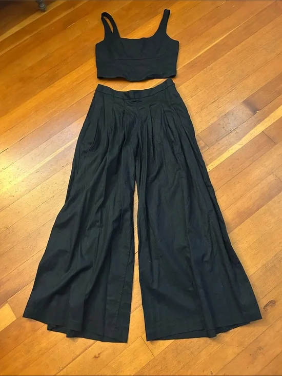 Banana Republic wide leg palazzo pants corset top linen set top size 8 pants 10