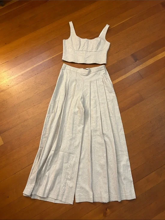 Banana Republic Linen Blend wide leg palazzo pant corset set top size 8 pants 10