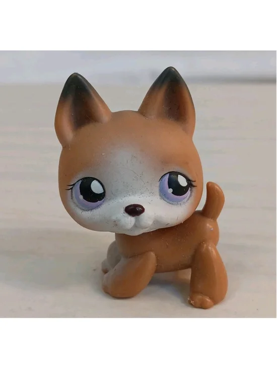 LITTLEST PET SHOP LPS #112 Vintage German Shepherd Tan Purple Eyes