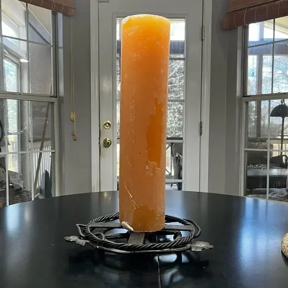 Pottery Barn Timber Pillar Cylindrical Centerpiece Long Burning Wax Candle 18”