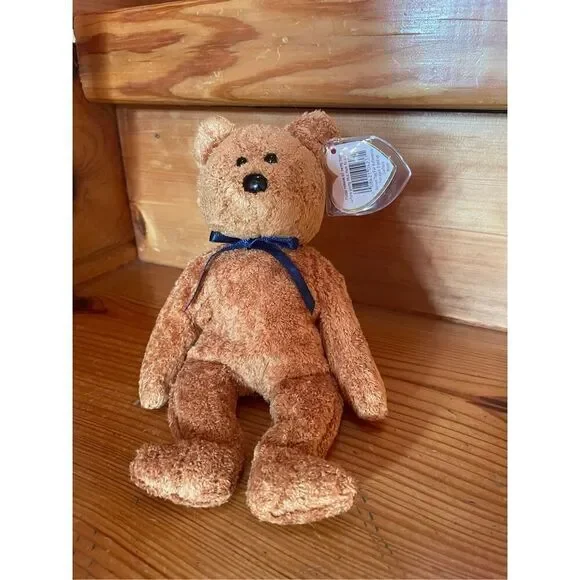 TY Beanie Baby - FUZZ the Bear (9 inch) Brown Soft Plush
