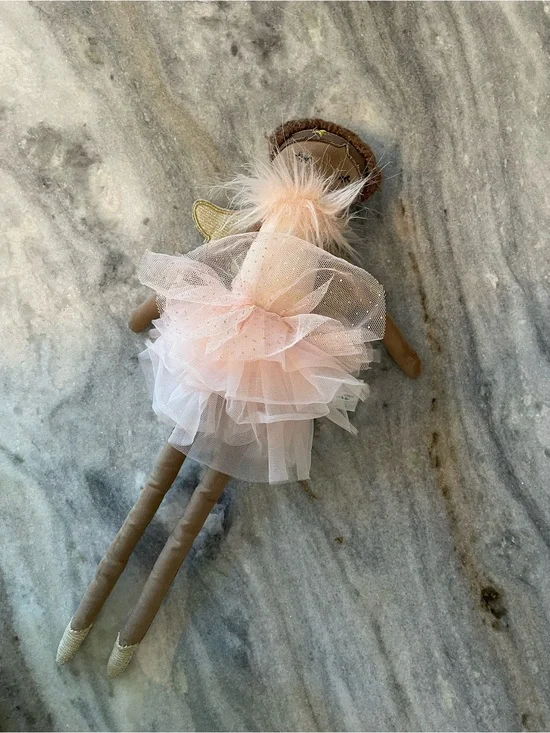 Mon Ami Plush Fairy Doll Pink Tulle Dress Gold Wings Soft Rag Doll EUC
