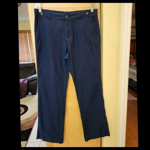 Banana Republic Navy Blue Linen Cotton Trousers Size W30●