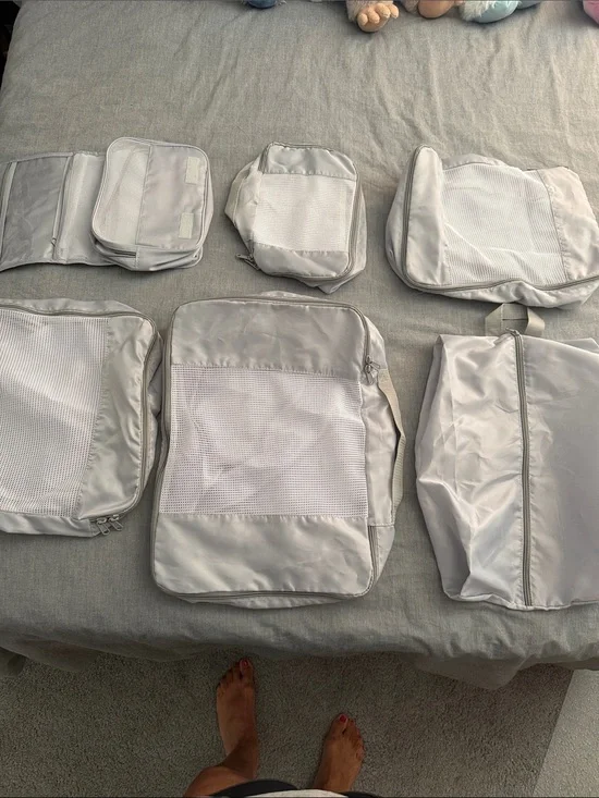 Set of 6 Gray Travel Packing Cubes and Pouches