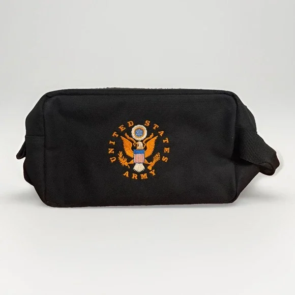 United States Army Hand Gun Bag Soft Case Black Nylon Embroidered Zipped Pocket