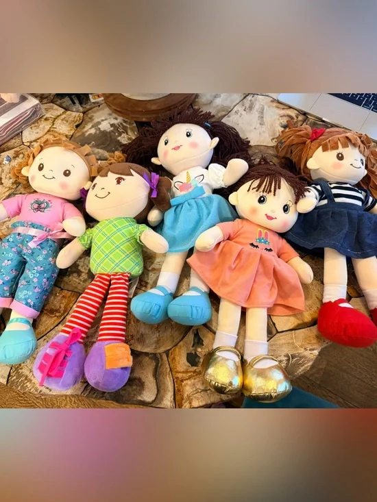Linzy Plush Rag Doll Lot of 5 Soft Cloth Dolls Stuffed Toy Bundle 15–17”
