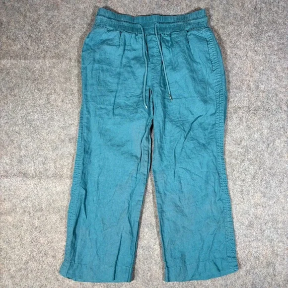 Quince Linen Wide Leg Pants Womens L Mineral Blue European Flax JDAVN01-18481
