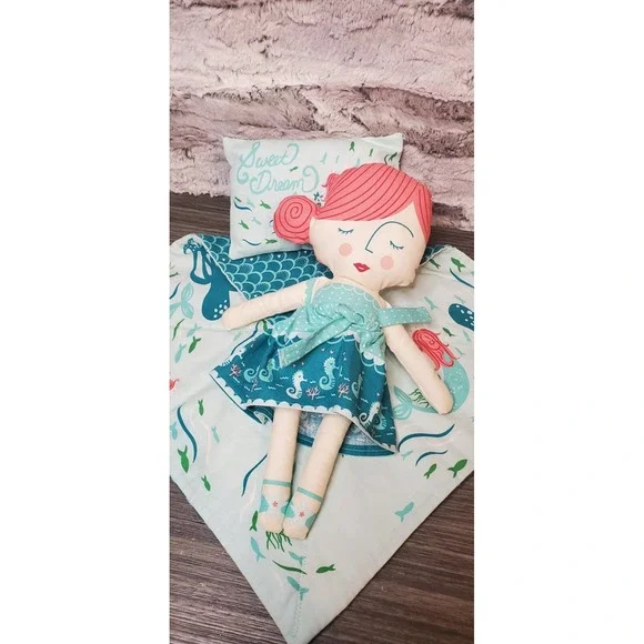 Mermaid Ocean Seahorse Plush Fabric Baby Doll‎ Blanket Pillow Set 11