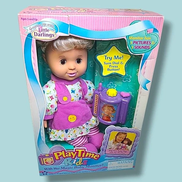 Vintage Meritus Little Darlings PlayTime Kids Baby Monitor Doll NOS NIB Sounds