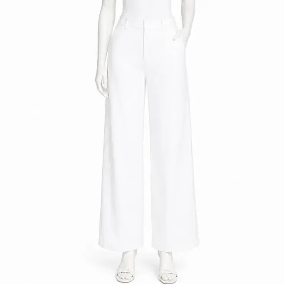 Babaton White Linen Blend Wide Leg Trousers Women’s Size 0 High Rise Pants boho