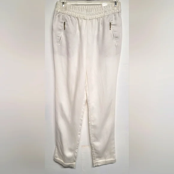 Zara Basic White Lyocell Linen Blend Pants XS
