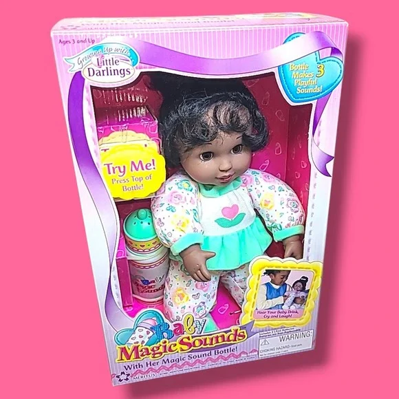 Vintage Meritus Little Darlings Baby Magic Sounds AA Doll NOS NIB Sound Bottle