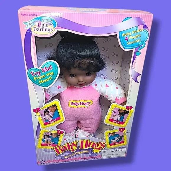 Vintage Meritus Little Darlings Baby Hugs AA Doll NOS NIB Electronic Sounds 1999