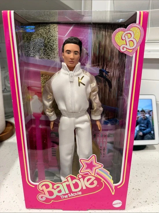 Mattel Ken Doll in White & Gold Tracksuit