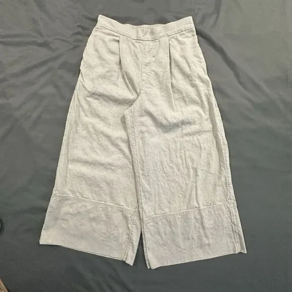 Banana Republic Capri Pants Linen Blend Wide Leg Womens Small Off White Beach