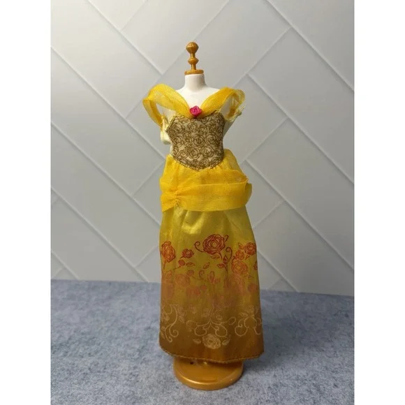 Disney Princess  Princess Belle Doll Dress Replacement Gown Yellow Glitter