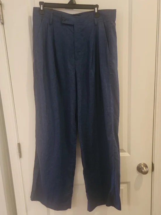 Banana Republic Wide-Leg Linen Blend Pants in Navy