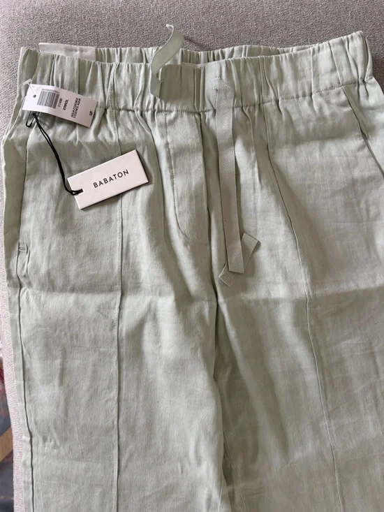Babaton Light Sage Ankle Length Linen-Blend Pants, Size S, NEW