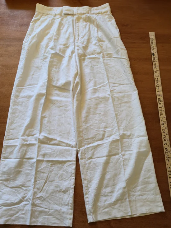 Womens Banana Republic Wide Leg Linen-Blend Pants in White