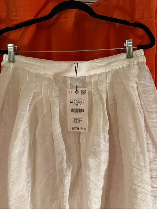 Zara White Lightweight Linen cropped pants NWT