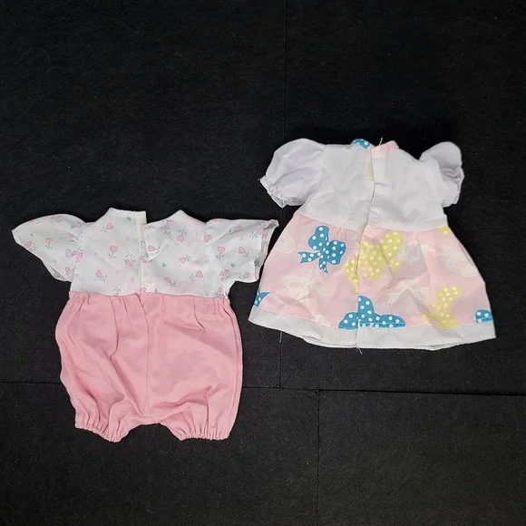 Vintage Doll Clothes for Cabbage Patch Kids Lot of 2 Pink Romper Butterfly Dress