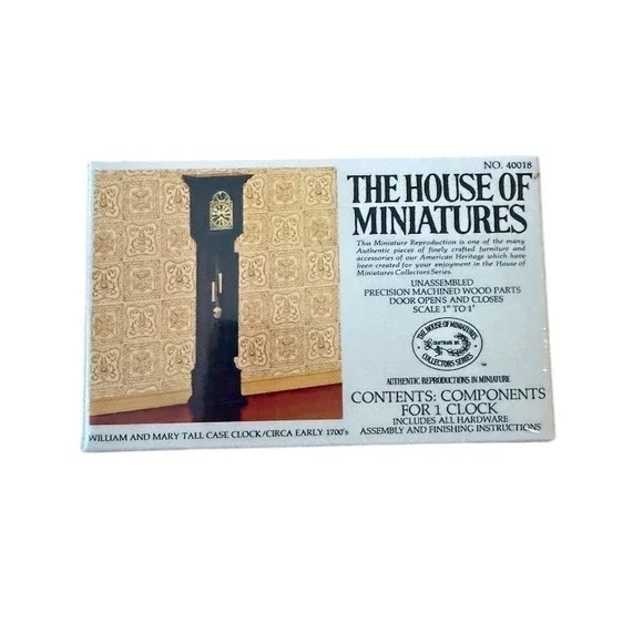 House of Miniatures William & Mary Tall Case Clock 1:12 Dollhouse Kit
