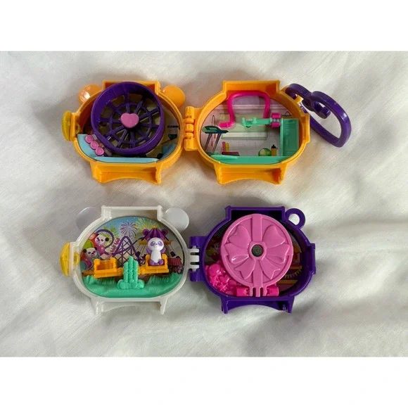 Lot Of 2 Polly Pocket Pet Connects Panda And Hamster Compact Playset 2021