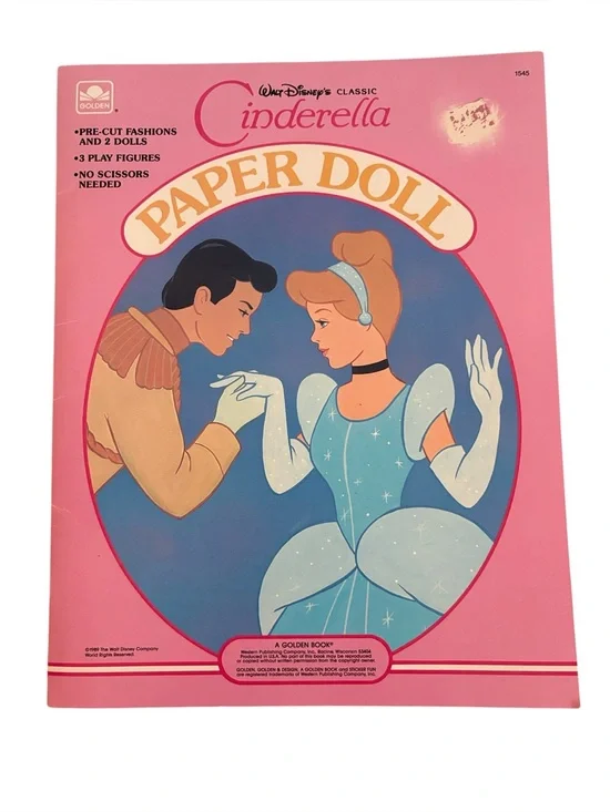 Vintage Walt Disney Classic Cinderella Paper Doll Book Vintage 1989 Uncut