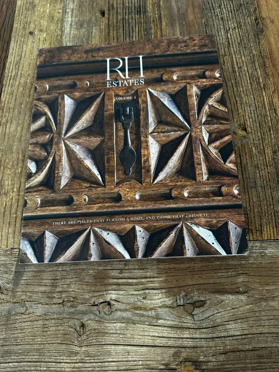 RH Estates Volume 1 Hardcover Catalog - Brown Wood Carved -soft cover magazine