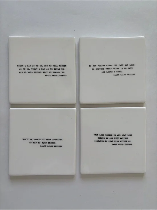 Restoration Hardware Literary Quotes Ralph Waldo Emerson Coasters Set Of 4