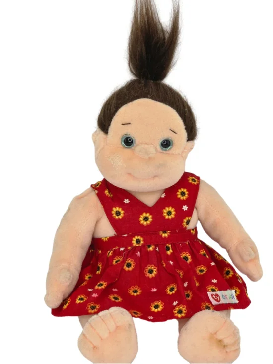 Vintage TY Beanie Kid Cookie Doll Plush Toy One Size Red Beige