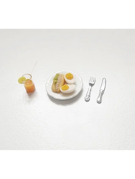 Miniature Dollhouse Food Tuna Sub Eggs and Drink