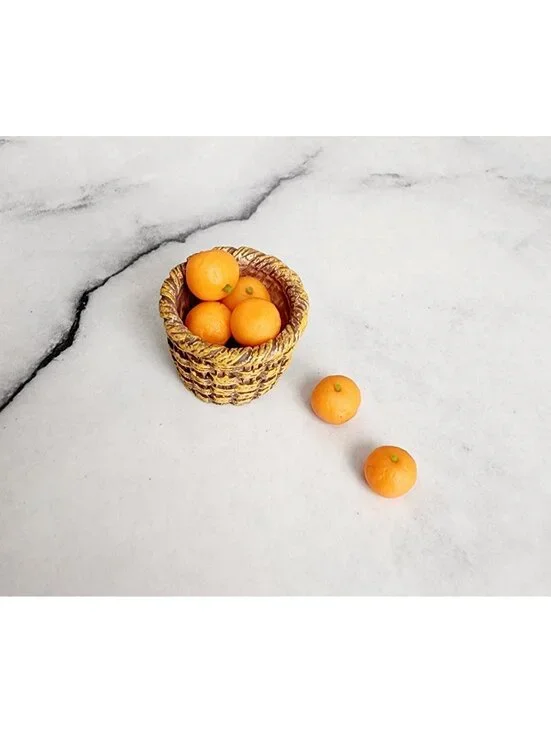 Miniature Dollhouse Oranges in Basket 1:12 Scale