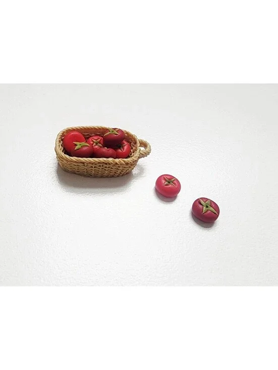 Dollhouse Miniature Garden Vegetables Resin Basket of Tomatoes 1:12 Scale