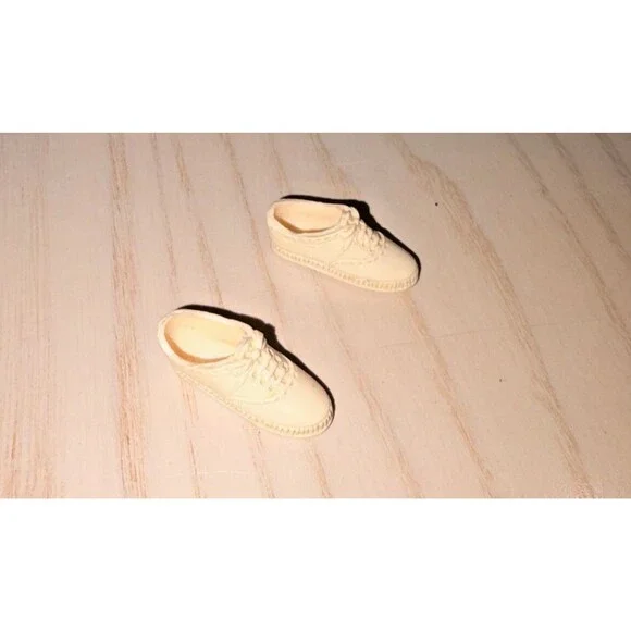 Vintage Barbie Francie Doll Shoes White Oxford Lace Up Tennis Japan 1960s
