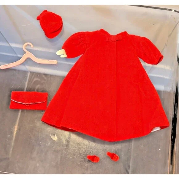 Vintage 1960s Barbie Tagged Red Fashion Outfit Lot Hat Purse Shoes Hanger #939