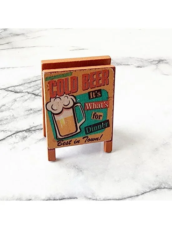 Dollhouse Miniature Wooden Cold Beer Bar Sign #4
