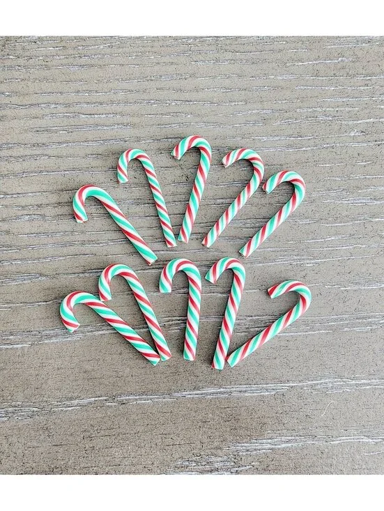 Miniature Dollhouse Mint Candy Canes 10 pcs