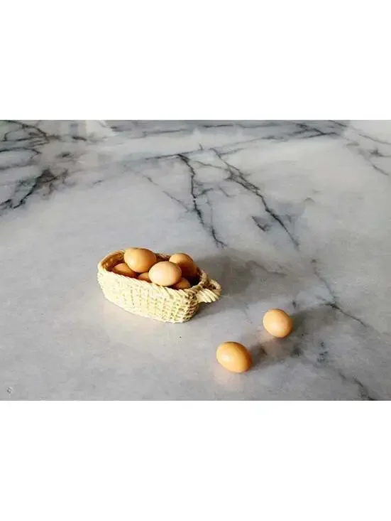 Miniature Dollhouse Food Basket of Brown Eggs