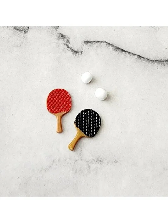 Dollhouse Miniature Ping Pong Paddle and Ball Set