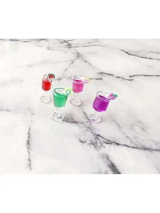 Set Of 4 Miniature Dollhouse Fruit Juice Drinks  1:12 scale