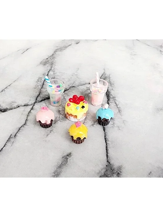 Miniature Dollhouse Party Food Cake Cupcakes Cream Drinks