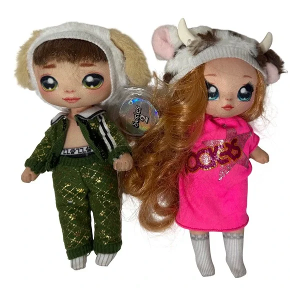 Na Na Na Surprise Series 2 Dolls Boy Puppy Green Tracksuit Girl Cow Pink Dress